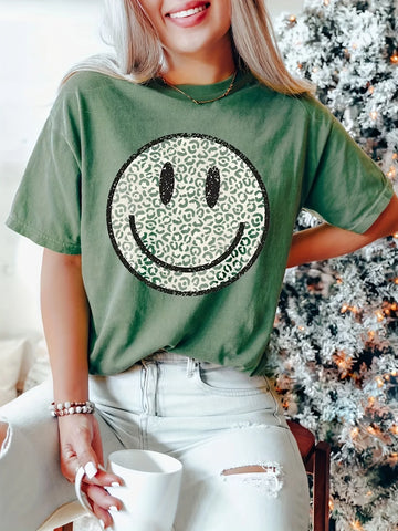 Ladies Smile Face Tee Daily Top