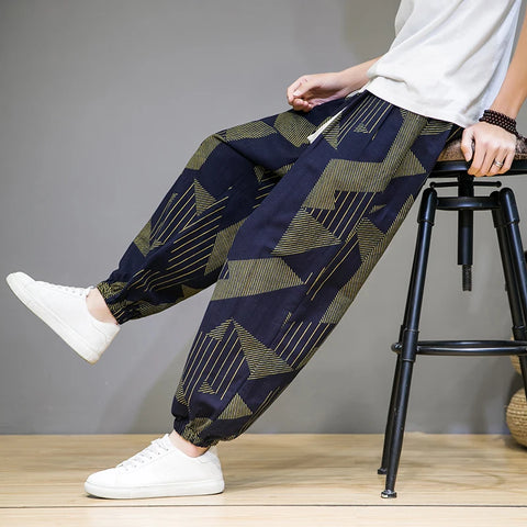 Mens Cotton Linen Harem Pants