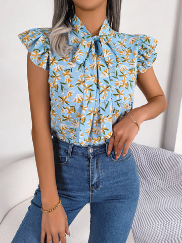 Casual Short Sleeve Lace Up Top