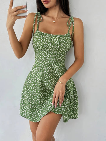 Summer Floral Spaghetti Strap Dress