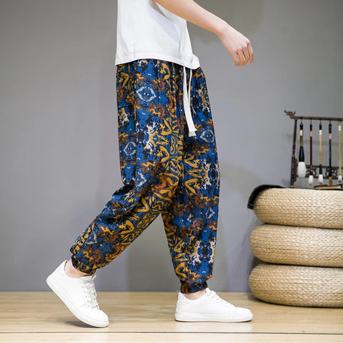 Mens Cotton Linen Harem Pants
