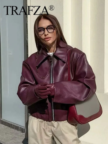 Thickened Faux Leather Jacket for Women