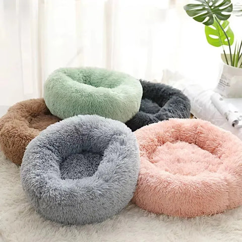 Indoor Gray Plush Pet Bed Soft & Comfy