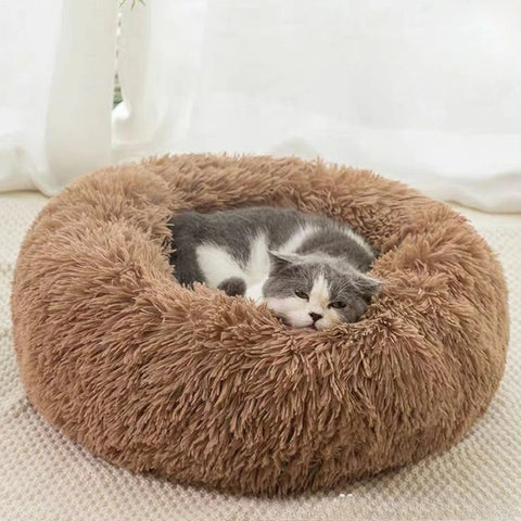 Indoor Gray Plush Pet Bed Soft & Comfy
