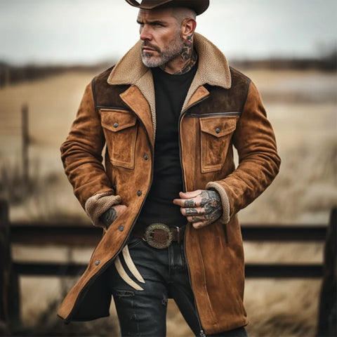 Multi-Pocket Suede Jacket for Men