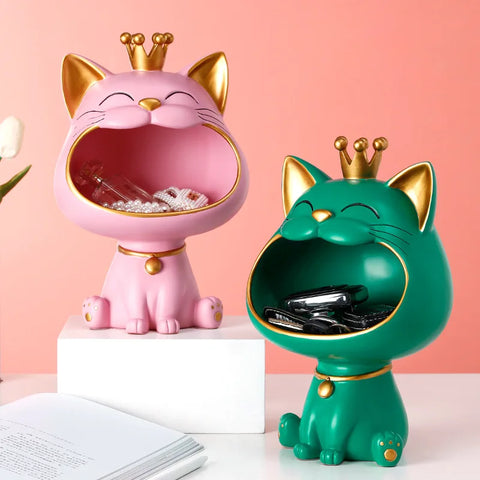 Mini Cat Resin Figurine Storage Box