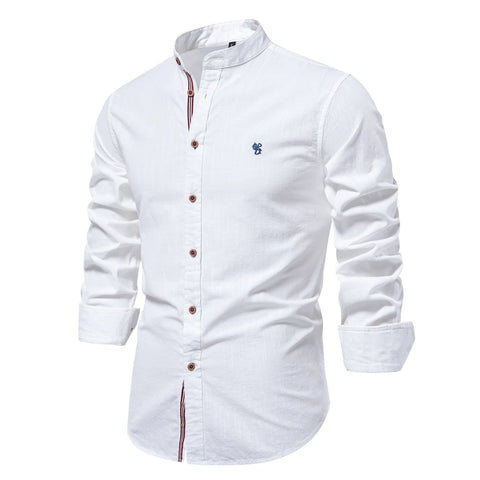 Mens Stand Collar Casual Shirt