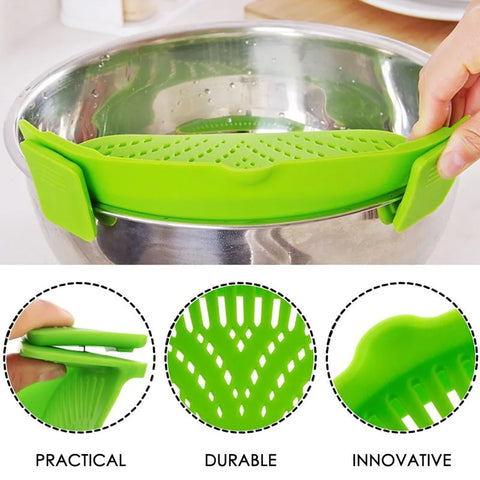 Kitchen Pot Drainer Silicone Clip Filter