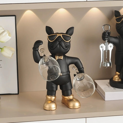Resin French Bulldog Wine Bottle Rack