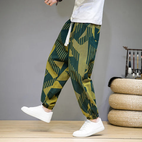 Mens Cotton Linen Harem Pants