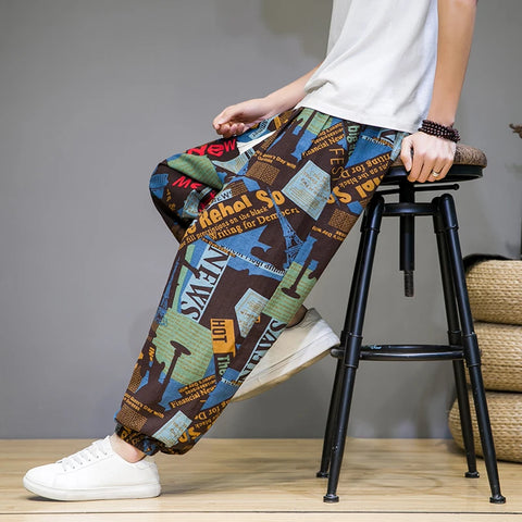 Mens Cotton Linen Harem Pants