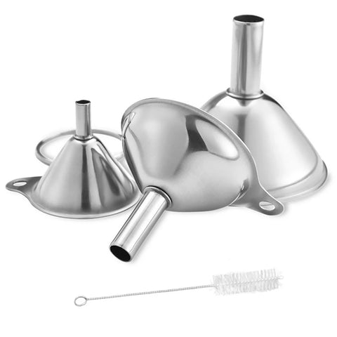 Stainless Steel Funnels 3 Pack with Handle