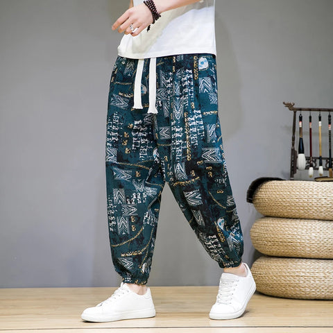 Mens Cotton Linen Harem Pants