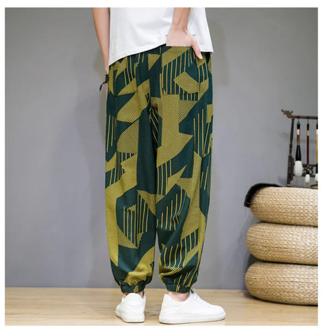 Mens Cotton Linen Harem Pants