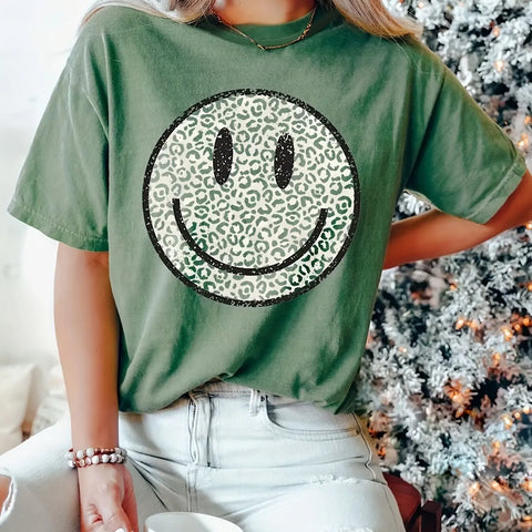 Ladies Smile Face Tee Daily Top